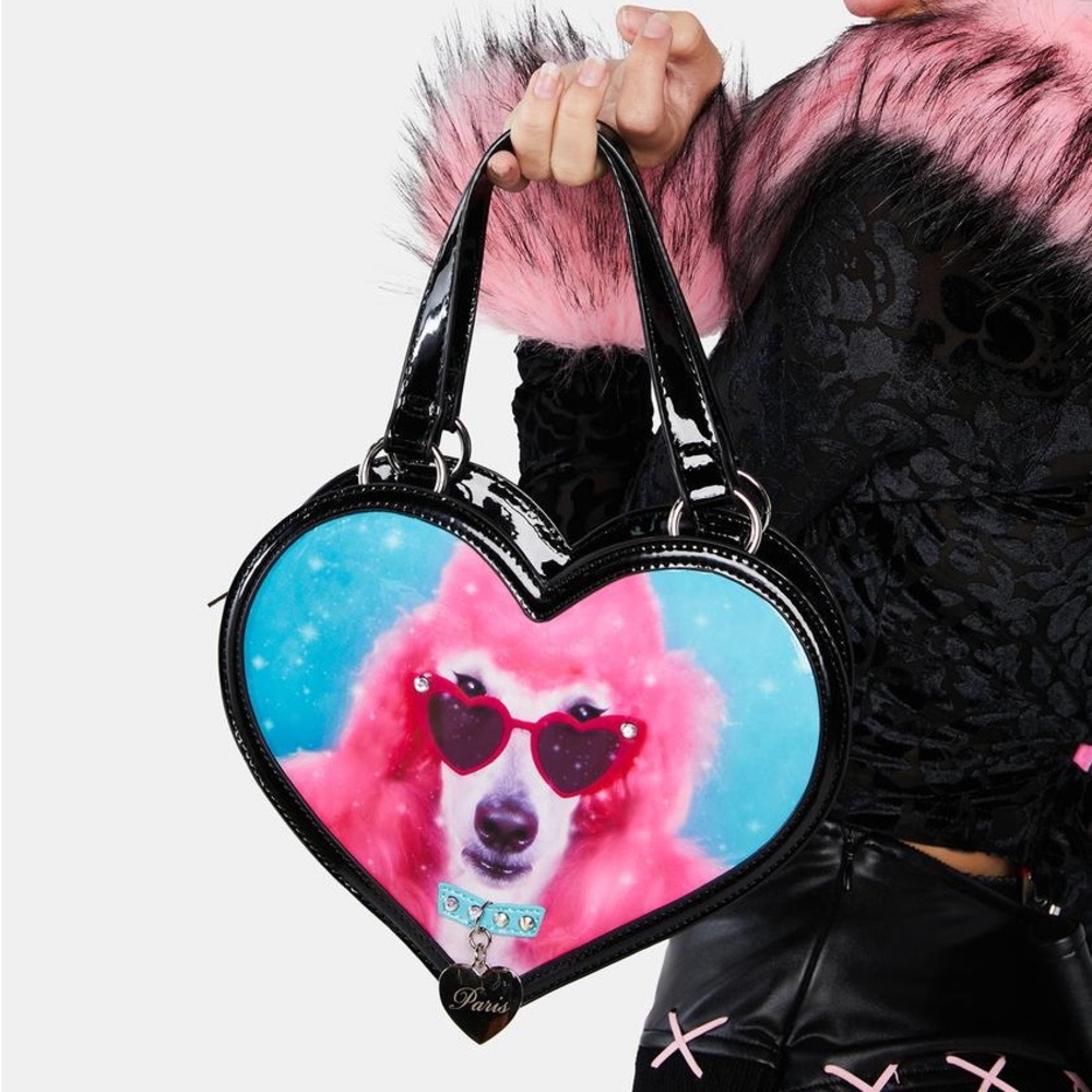 Heart-Shaped Dog Print Handbag
